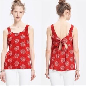 Madewell Red Silk Palm Tie Back Top Tank S